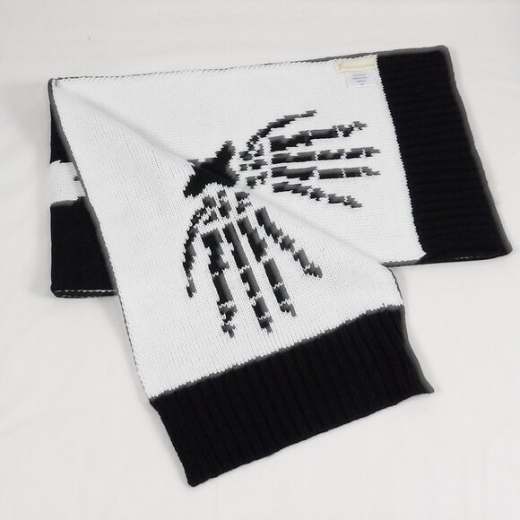Black & White REVERSIBLE Skelton Arm Scarf NEW - Picture 3 of 7